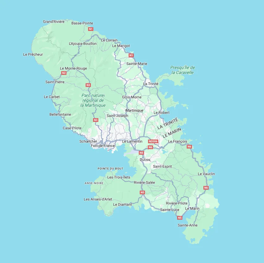 Martinique Route map