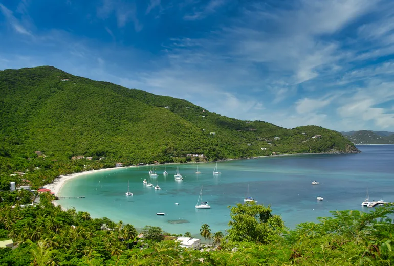 Yachts moored in Cane Garden Bay on Tortola